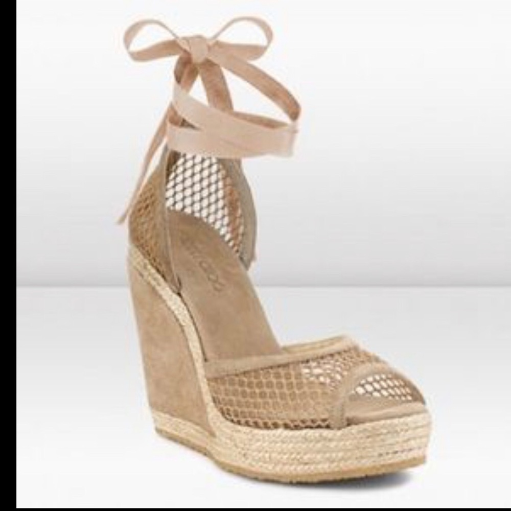 Jimmy Choo suede mesh espadrille wedges